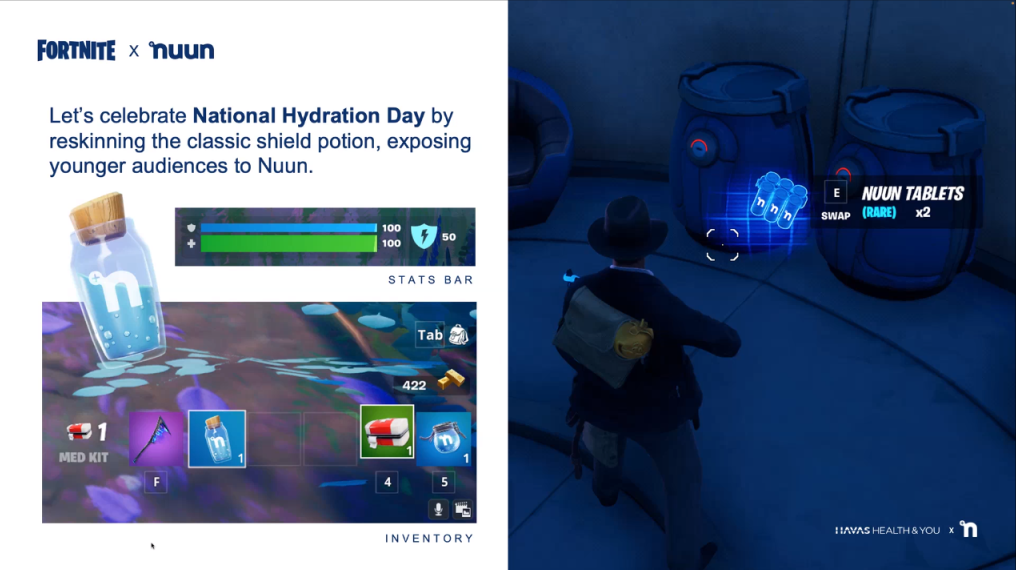 Nuun x Fortnite pitch slide 2